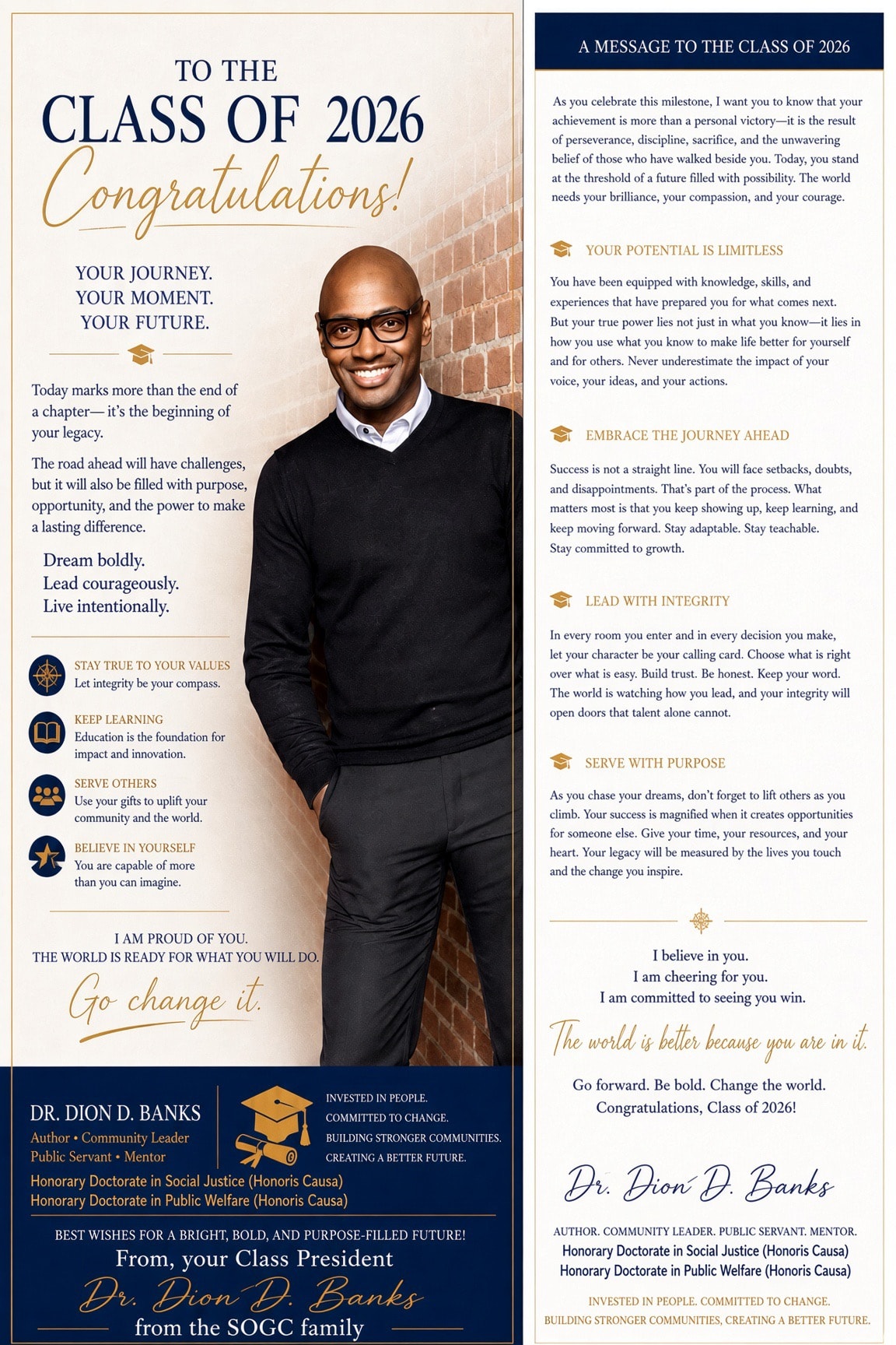 Dr. Dion D. Banks — A Message to the Class of 2026, SOGC Commencement